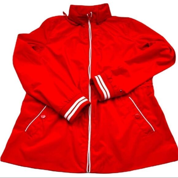 Tommy Hilfiger Rolled Up Hoodie Rain Jacket SMALL - Picture 2 of 16